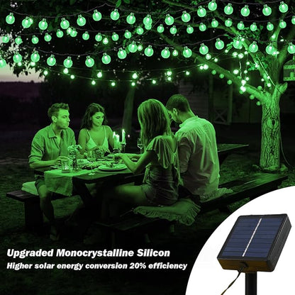 Solar Lights Outdoor Waterproof, 2 Pack Total 200LED 110FT Solar String Lights for Outside with 8 Modes, Outdoor String Lights Crystal Globe Patio Lights for Garden Yard Party Decor(Green)