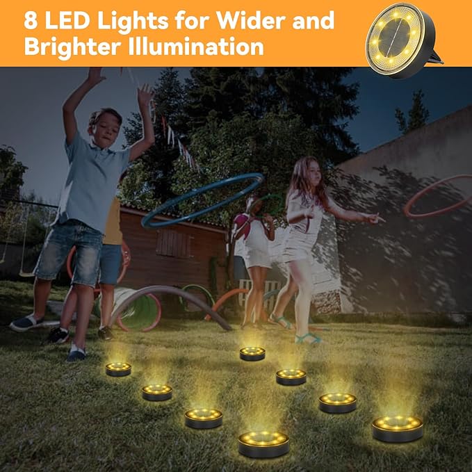 ELUTENG Solar Ground Lights 8 Pack IP68 Waterproof Solar Pathway Lights 8 LED Garden Lights Anti-Rust Outdoor | Lumora