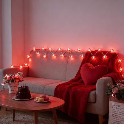 100 LED Red Cherry Blossom Flowrer String Lights, 33 FT Plug in Fairy Floral Lamp with 8 Modes, Flexible Clear Wire for Bedroom Balcony Patio, Valentine's Day Christmas Indoor Outdoor Decorations