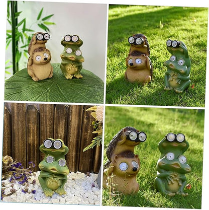PAREKS Solar Light Crafts Decor Solar Pathway Lights Garden Resin Ornament Driveway Lights Resin Craft Ornament Yard Lights Frog Ornaments Garden Light Night Light Synthetic Resin outdoor/1142