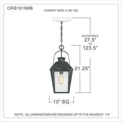 Quoizel Carriage 1-Light Mottled Black Outdoor Hanging Lantern