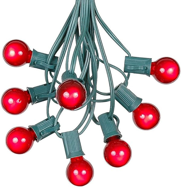 100 Foot G30 Outdoor Patio String Lights with 125 Red Globe Bulbs Indoor/Outdoor Cafe Hanging Lights C7/E12 Base | Lumora