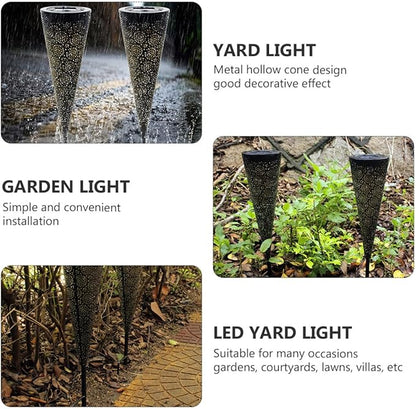 Veemoon Solar LED Yard Light Outdoor Garden Path Light Waterproof Hollow Cone Lawn Lamp for Patio and Lawn, Solar Powered Landscape Lighting for Outdoor Decoration
