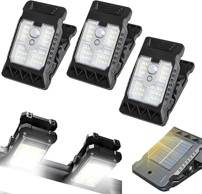 Solar Clip Light With Motion Sensor, 2026 new Clamp On Solar Lights For Camping Adjustable Clip On Led Light For Garden Multifunctional Clip Lamp For Garage, Emergency Led Light For Home (3PCS)