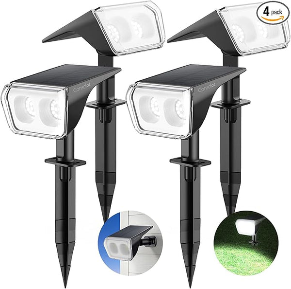 Consciot Solar Spot Lights Outdoor Waterproof, 24 LED Dusk-to-Dawn Solar Outdoor Lights, 2 in 1 Adjustable Wall | Lumora