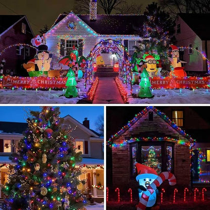 QITONG 2 Pack Multicolor Solar Christmas Lights, Each 66ft 200 LED Solar String Lights Outdoor Waterproof, 8 Modes Colored Solar Light for Outside