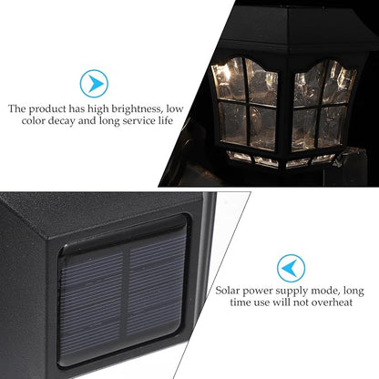 2pcs Solar Yard Lights Outdoor Waterproof Solar Lawn Lamps Warm White LED Garden Path Lighting for Patio Fence Wall Decor