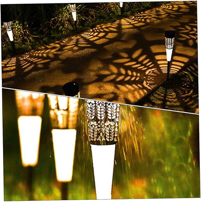 Hemoton 6pcs Solar Garden Stake Lights Outdoor Decorative Courtyard Pathway Solar Lawn Lights Warm and Colorful for Yard Landscape