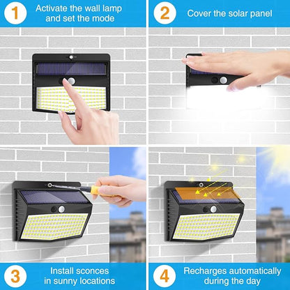 Solar Outdoor Lights, [138 LED/15 Packs] Solar Motion Sensor Security Lights with 3 Lighting Modes Wall Lights Waterproof Solar Powered Lights for Garden Fence Yard Deck Garage