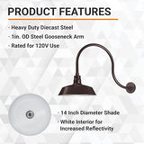 14in. Architectural Bronze Outdoor Gooseneck Barn Light Fixture With 24in. Long Extension Arm - Wall Sconce | Lumora