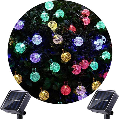 Solar String Lights Outdoor Lights LED Waterproof Bubble Ball Color Light String 8 Functions Crystal Beads Christmas Lights Garden Courtyard Decorative String Lights