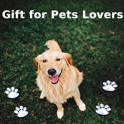 Paw Print Solar Lights - Outdoor Garden Decoration Waterproof, Cat Dog Animal Outdoor Garden (Set of 4), Grave Memorial Gifts, Gifts for Cat Dog Lovers (Purple Lights)