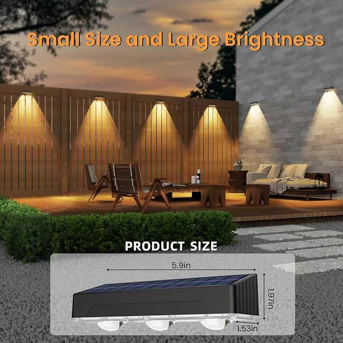 Solar Fence Lights Outdoor，Solar Wall Lights Outdoor Warm/Cool White + RGB Color Changing for Wall,Patio,Backyard,Railing Deck,Porchaily&Holiday Decorations (4 Pack)