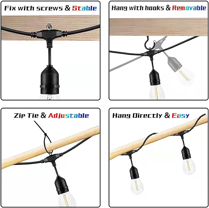 200FT String Lights for Outside LED Patio Lights Outdoor Waterproof with 63 Shatteproof Edison Lights Outdoor | Lumora