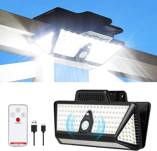 Large Clip on Solar Lights Outdoor, 208 LEDs 1000Lum Bright Solar Security Light with Motion Sensor, 3 Ways -Mount | Lumora