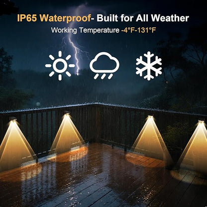 Super Long Lasting Solar Fence Lights Outdoor,Deck Lights Waterproof,Perfect for Winter and Rainy Days,Dusk to Dawn High Brightness Solar Lighting for Wall,Step,Yard,Patio,Backyard (8Pack,Brown)