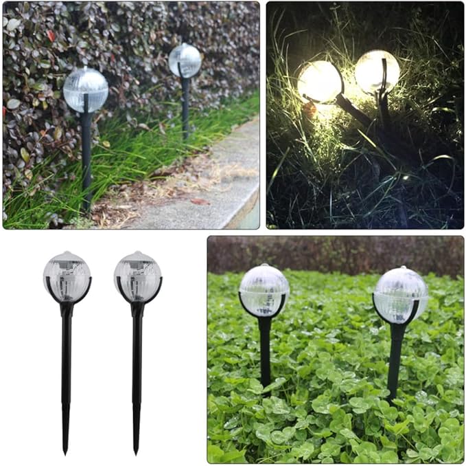 DOITOOL 2pcs Solar Garden Lights with Color-Changing LEDs Solar Lawn Stake Lights for Outdoor Pathway and Courtyard for Patio and Garden Decor