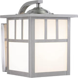VAXCEL Mission 9.5 in. H 1-Light Stainless Steel Mission Outdoor Wall Sconce Made of Durable Steel, White Tiffany | Lumora