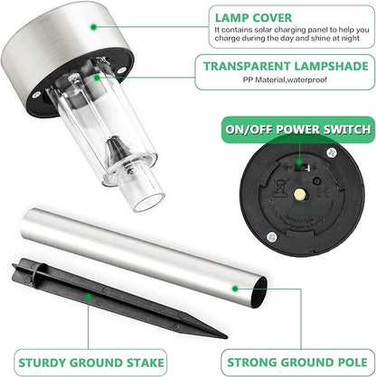 SOLPEX 12 Pack Solar Outdoor Lights Pathway, Stainless Steel Solar Lights Outdoor Waterproof,LED Landscape Lighting Solar Walkway Lights for Landscape/Patio/Lawn/Yard/Driveway-Warm White