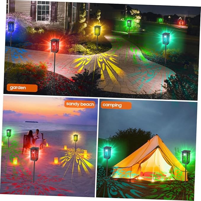 Happyyami Solar Garden Lights Outdoor LED Ground Lamp Lawn Pathway Lighting for Patio Easy Installation No Wiring Weather Resistant Decorative Landscape Illumination