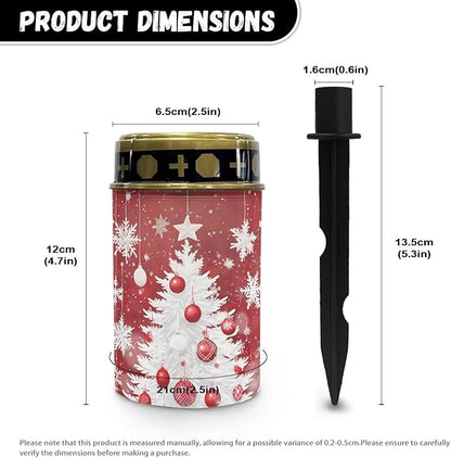 Xmas Garden Solar Light, Christmas Tree Snowflake Grave Solar Lights for Cemetery, Waterproof, Solar Powered, Easy to Install, Decorate Lawn