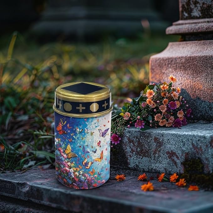 Colorful Butterfly Cemetery Solar Lights Solar Lights Grave Decorations for Cemetery Mom Solar Lights for Cemetery Gravesite Sympathy Memorial Lights Solar Garden Stake Lights