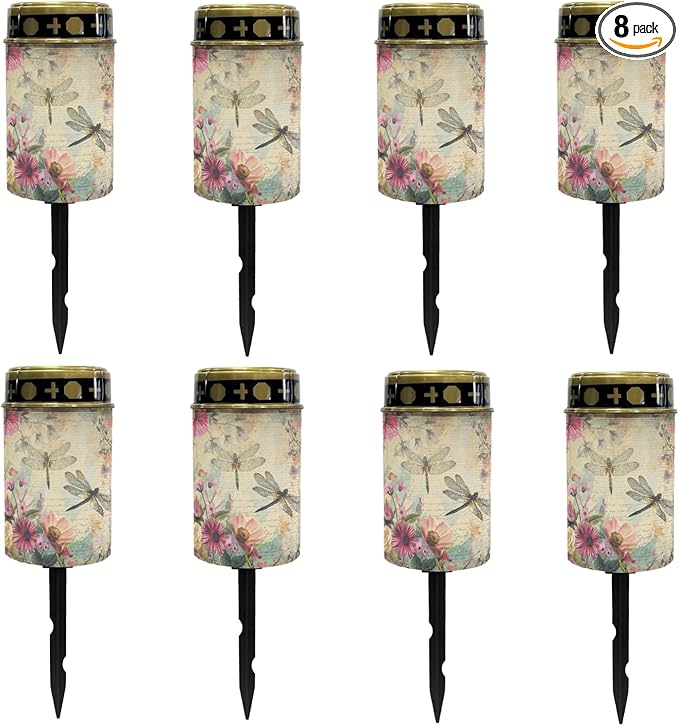 Dragonfly Floral Solar Garden Lights Outdoor Waterproof Pathway Lights Solar Powered,Solar Stake Lights for Yard Patio Driveway Lights Outdoor Landscape Lighting