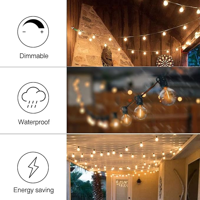 Banord 29FT Globe Outdoor String Lights, Shatterproof Patio Lights with 15 Dimmable Plastic Bulbs, Waterproof | Lumora