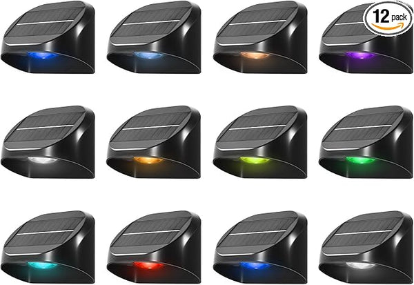 12 Pack Solar Fence Lights Outdoor, Solar Deck Lights with RGB Colors Warm White Cool White, Waterproof Fence Light | Lumora