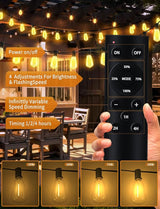 100FT Outdoor String Lights with Remote Patio Lights for Outside 52 Shatterproof Waterproof ST38 Edison Bulbs | Lumora