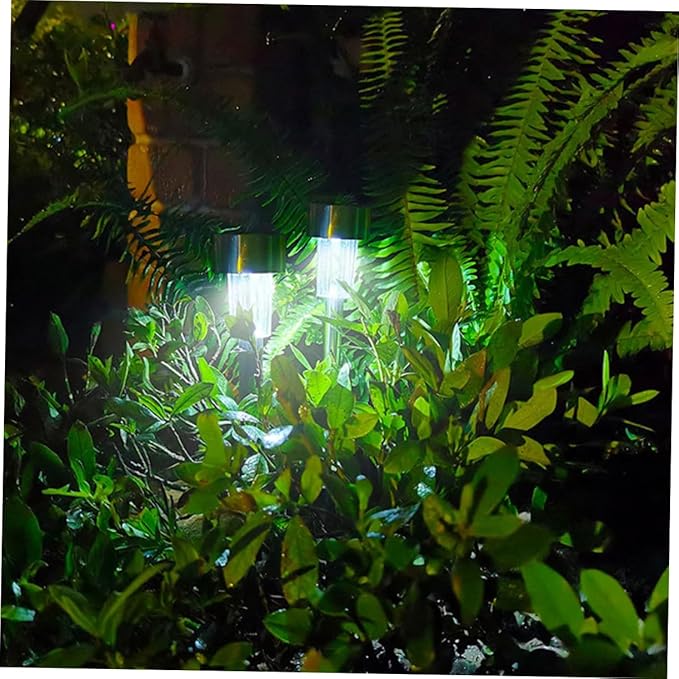 6pcs Solar Path Lights Outdoor Lamps Stainless Steel White LED Garden Landscape Lighting for Driveway and Lawn Decoration