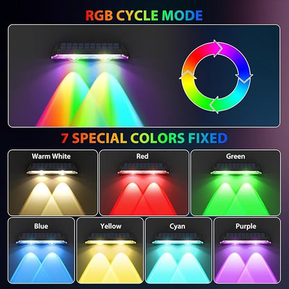 Solar Fence Lights,RGB & Warm White & 6 Colors Lens LED Dusk to Dawn Deck Light Outdoor Waterproof, Solar Outdoor Lights for Backyard/Railing/Wall/Step/Patio/Pool -Set of 20