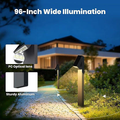 Solar Walkway Light, Dimmable Metal Solar Pathway Light Outdoor IP65 Waterproof, 3000K 500LM Solars Yard Lights for Yard Garden Patio Landscape Lawn