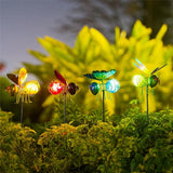Insects Solar Garden Lights, 22.4" H Butterfly & Bee & Dragonfly & Ladybug Solar Stake Light, 4 Pcs Outdoor Statues | Lumora