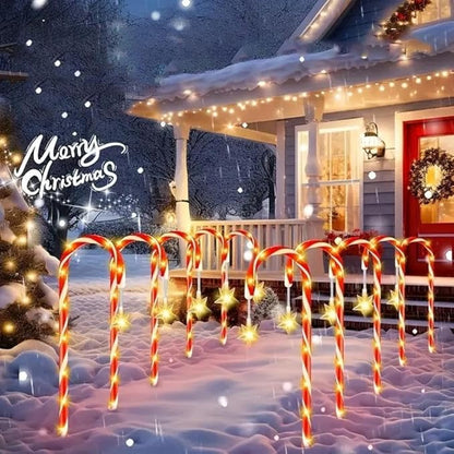 Solar Candy Cane Lights, 12 Pcs Christmas Decorations Outdoor, Solar Garden Lights, Waterproof Pathway Light for Outdoor Christmas Yard Patio Walkway Decor