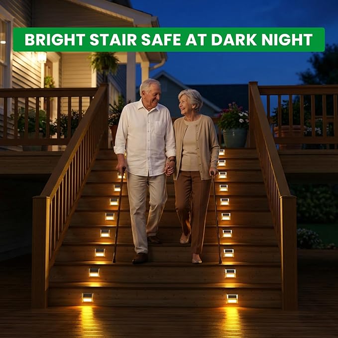 JSOT Solar Lights Outdoor for Deck,Waterproof Solar Powered Steps Light Outdoor Wireless LED Lamp Fence Lighting | Lumora