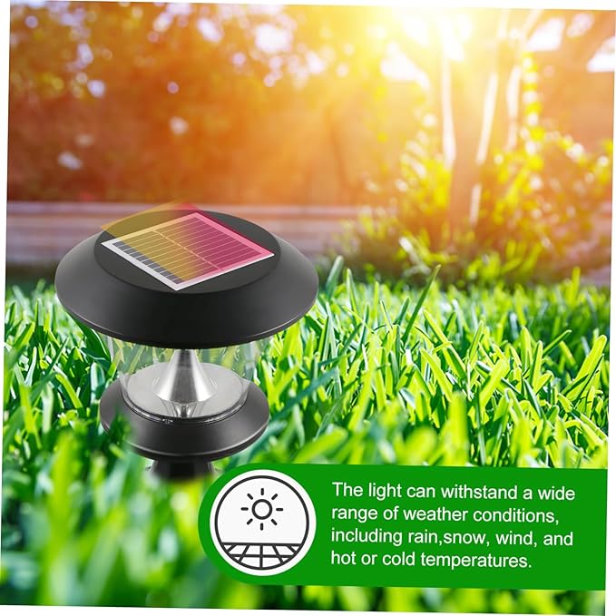 Veemoon LED Solar Garden Light Round Outdoor Lawn Landscape Lamp Weather Resistant for Patio Pathway Decor
