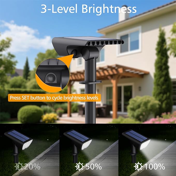 Solar Lights Outdoor Waterproof IP65, Landscape Spotlights with 73 LED, 3 Modes Auto On/Off Solar Spot Lights | Lumora