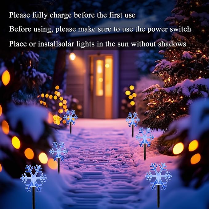 Christmas Snowflake Pathway Lights, 6 Pack Outside Walkway Markers Lights 7.5 Feet Christmas Outdoor Decorations | Lumora
