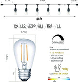 Svater Outdoor String LED Lights 50FT with 2W 48FT S14 Commercial Grade String Lights | Lumora
