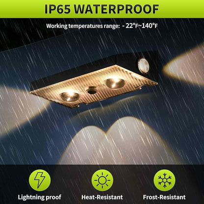 Solar Fence Lights Outdoor 6 Pack CCT Warm White Cool White 3-Way Solar Deck Lights IP65 Waterproof Fence Light for Outside Stairs Backyard