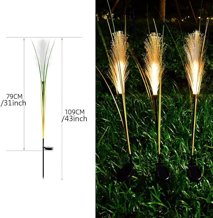 Ulalaza 2PCS Garden Solar Lights Multi-Color Changing LED Flower Stake Light Decorative Landscape Lawn Yard Outdoor Lights Length 430 * 730mm/17 * 29inch