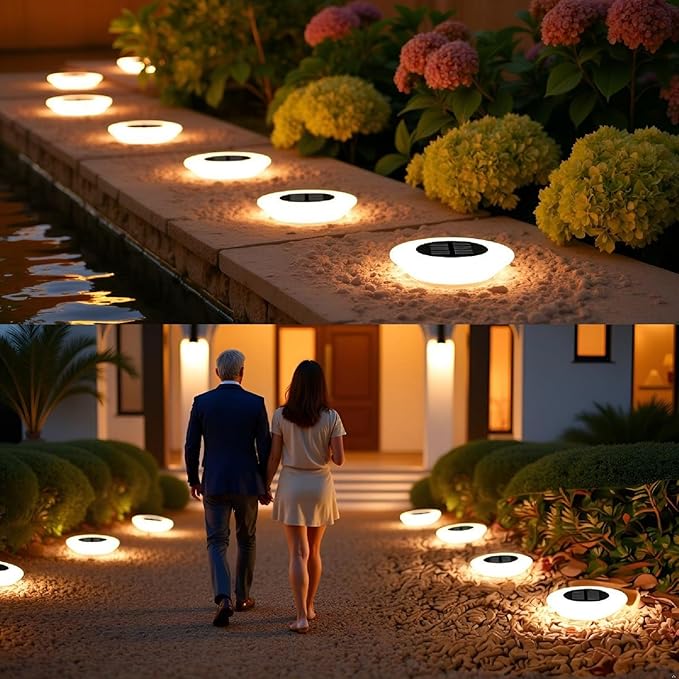 ASLIDECOR Solar Ground Lights Outdoor，Solar Garden Light Landscape Lighting 8 Pack 14 LED Waterproof LED Path | Lumora