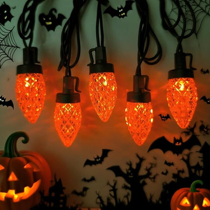 C9 Christmas Lights Outdoor, 25Ft C9 Christmas Lights 25 LED Orange Bulb Shatterproof Strawberry String Light, Plug in Halloween String Light for Indoor Outdoor Home Porch Fall Thanksgiving Xmas Decor