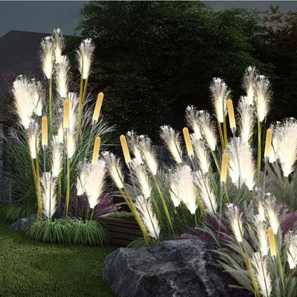 2 PCS Outdoor Solar Lights,Solar Fiber Optic Reed Light,Led Landscape Lamp,Outdoor Simulation Flower Landscape Courtyard Decoration Light for Garden,Walkway, Patio
