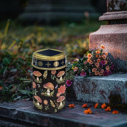 Mushroom Print Garden Solar Outdoor Lights Eternal Light Lawn Lamp Waterproof Solar for Outside Cemetery Decorations Yard Lawn Pathway Figurines