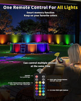 Solar Ground Lights with Remote Control 50ft,IP67 Waterproof Solar Garden 15 Multi Color Lights,RGBYW Solar Powered | Lumora