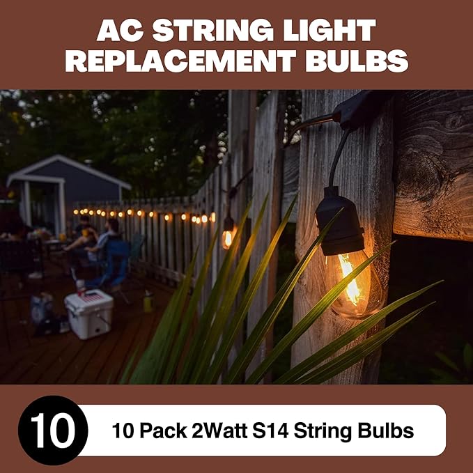 Norb NorbSTRING 2W AC LED Replacement Bulbs for Plug-in String Lights - Warm Candlelight Glow, E26 Standard Base | Lumora