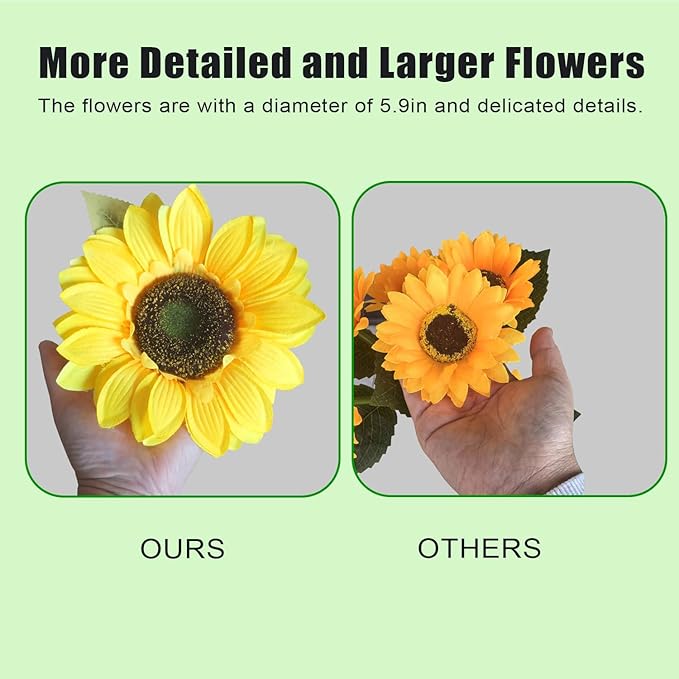 DUODEAN Solar Sunflower Light, 2-Pack Waterproof Outdoor Lights with Large Sunflowers, Solar-Powered Garden Stake Lights for Pathway, Patio, Law, Yard, and Cemetery Decoration