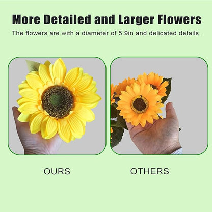 DUODEAN Solar Sunflower Light, 2-Pack Waterproof Outdoor Lights with Large Sunflowers, Solar-Powered Garden Stake Lights for Pathway, Patio, Law, Yard, and Cemetery Decoration
